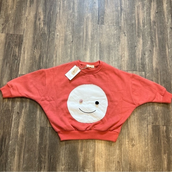 NWT Kids  Smily Face Orange Lo g Sleeves Sweatshirt Size 5 - Picture 4 of 7